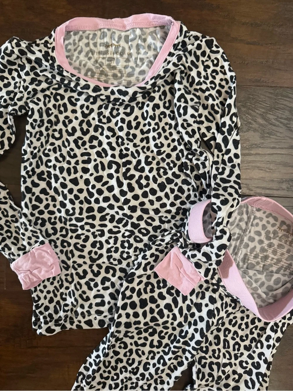 Little Sleepies Black & White Leopard Pajama Set with Pink Trim